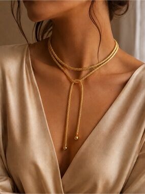 Gold Multi-Strand Lariat Necklace - Women Jewelry